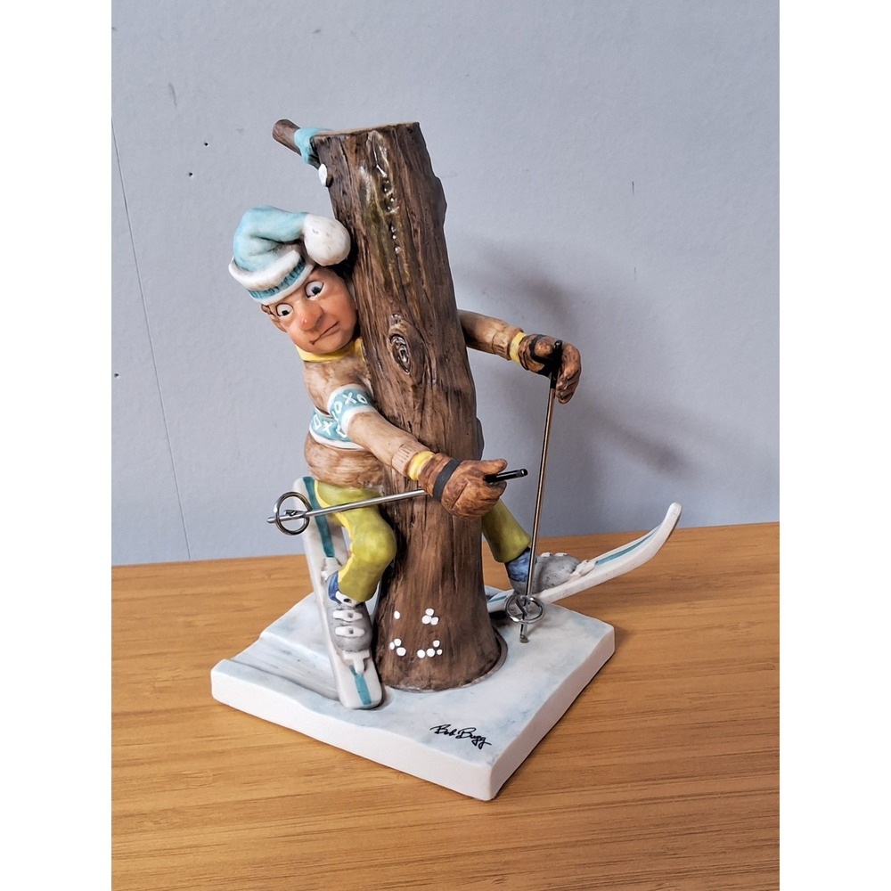 Vintage Bob Bugg "Sudden Stop" Sking Tree Crash Ceramic Figurine GVC